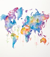 Fototapeta premium Watercolor world map