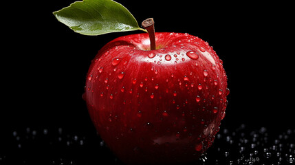 red apple with water drops high definition(hd) photographic creative image
