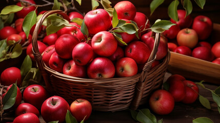 Naklejka na ściany i meble apples in a basket high definition(hd) photographic creative image