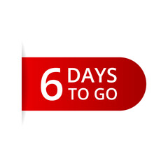 6 days to go countdown vector, number of days left for sale or promotion