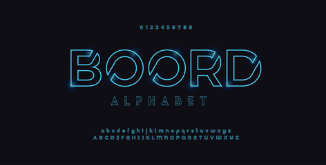 BOORD Double line monogram alphabet and tech fonts. Lines font regular uppercase and lowercase. Vector illustration. - obrazy, fototapety, plakaty