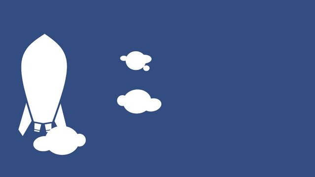 Animated illustration of flying roket and cloud 