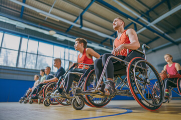 Wheelchair Basketball Team on the Court
