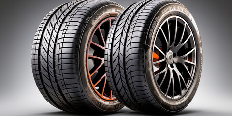 High quality car tires for optimal performance on the road. Isolated on a transparent background...