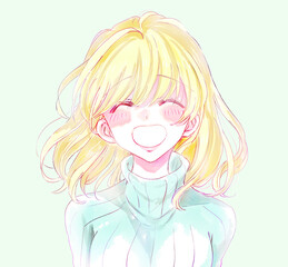 笑顔の金髪の女性