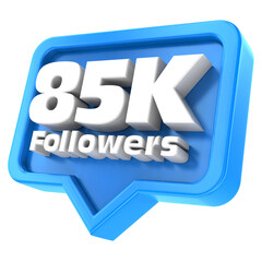85K Followers Blue Number 3D Render