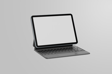 Side view of tablet and keyboard mockup