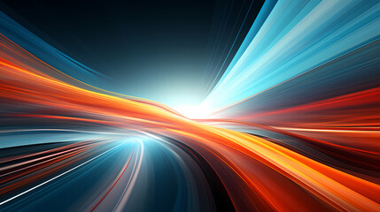 Fototapeta na wymiar Glowing road speed lines, neon speed abstract background