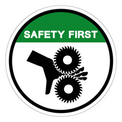 Safety First Cutting of Fingers Rotating Blades Symbol Sign, Vector Illustration, Isolate On White Background Label .EPS10