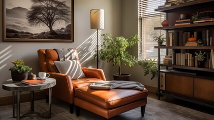 Comfortable Reading Space with Warm Textiles and Tech