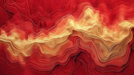appears to be an artwork featuring abstract line work on a red background. 
