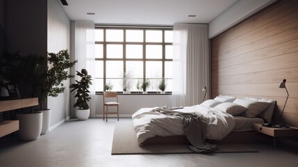 Bright Minimalist Bedroom Interior, Creating a Contemporary Oasis of Tranquility