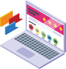 Laptop online auction icon isometric vector. Legal estate. Tech artistic