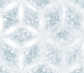 Floral line winter snow seamless pattern. Abstract ornamental flourish leaves texture. Artistic organic shape lace winter holiday print - 716789954