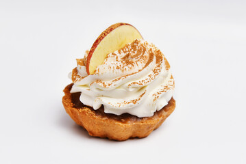 Dessert cake tartlet with whipped cream