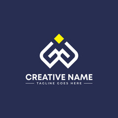 Obraz premium Abstract GG or W letter mark Logo template, vector file eps, text and colors are editable