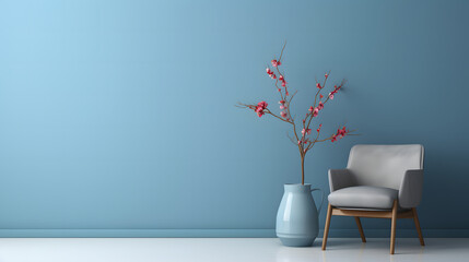photo of room decoration with a blue background, peaceful and relaxing atmosphere