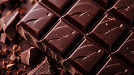 Close Up of a Bar of Chocolate, Delicious and Tempting Sweet Treat