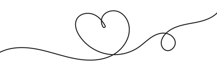 line drawing of two hearts with love signs. Editable stroke. Minimalistic Doodle heart vector illustration