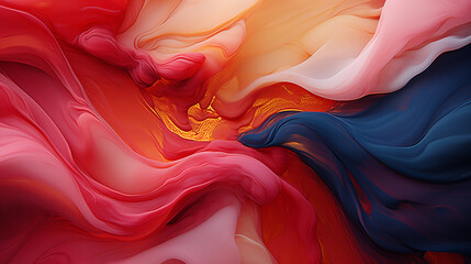 Wavy abstract beautiful background in red, blue and orange color scheme. - obrazy, fototapety, plakaty