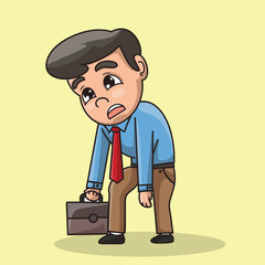 illustration of a person who is under pressure withn yellow beground