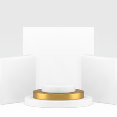 Elegant luxury geometric 3d podium mock up for cosmetic product show realistic vector background