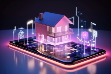 Fototapeta premium Process of controlling a smart home system via a smartphone
