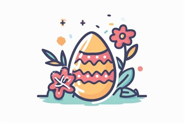 A whimsical illustration of a cheerful egg adorned with colorful flowers, evoking a sense of playful nostalgia through its charming cartoon style and artful detailing