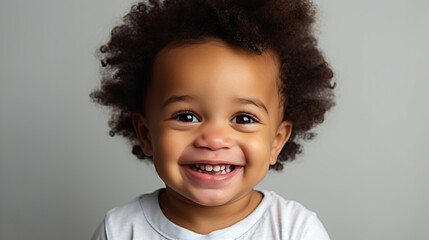 happy baby portrait of  smiling 6 month baby, Generative Ai - obrazy, fototapety, plakaty