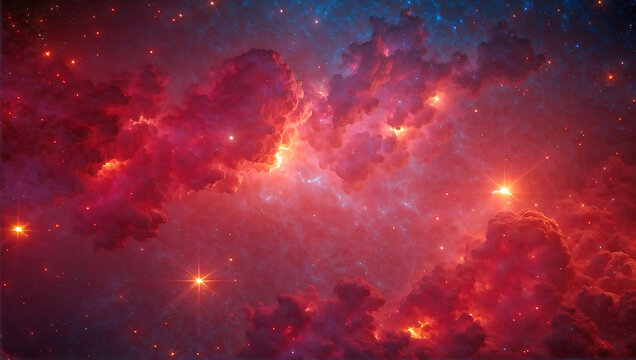 Red space stars with fire as a background