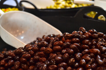 Food at a market stall in Santo Domingo de la Calzada in December