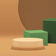 Neutral 3d cylinder podium pedestal mock up for cosmetic product show presentation background