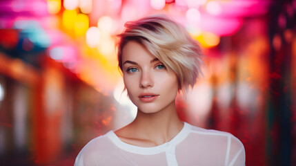 A lovely woman with beautiful blonde hair