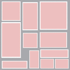 Postal stamps template vector set
