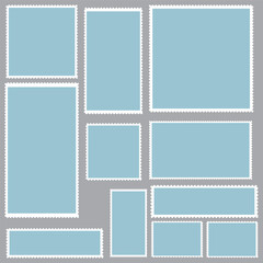 Postal stamps template vector set
