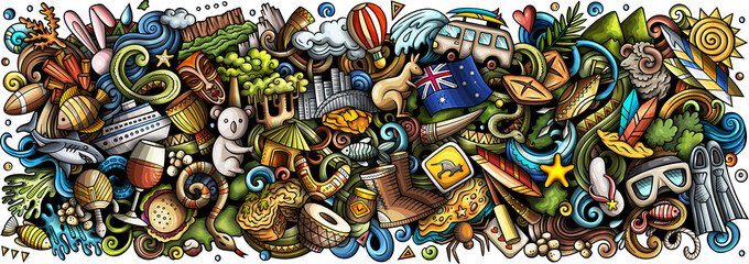 Australia doodle cartoon banner design © balabolka