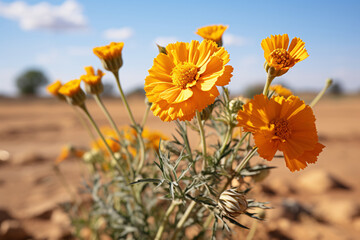 Desert Marigold Baileya multiradiata plant in the open
