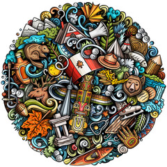 Canada doodle round illustration