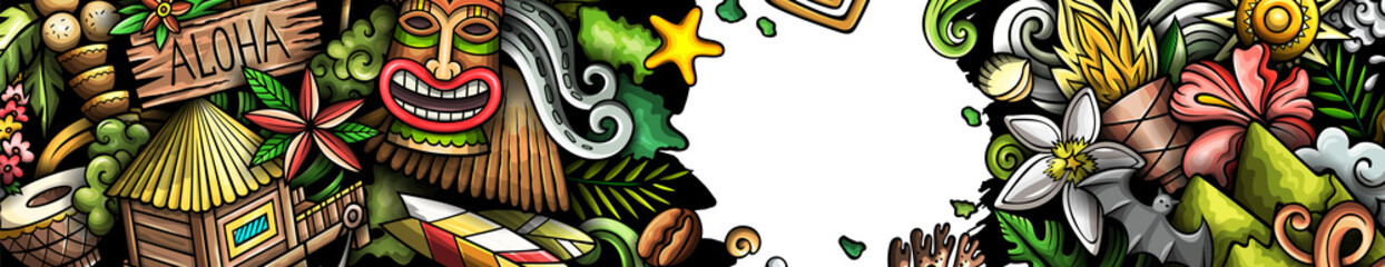 Hawaii detailed cartoon banner design