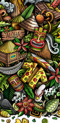 Fototapeta premium Hawaii detailed cartoon banner design