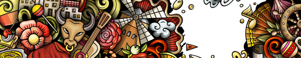 Fototapeta premium Spain detailed cartoon banner