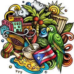 Puerto Rico cartoon doodle sticker
