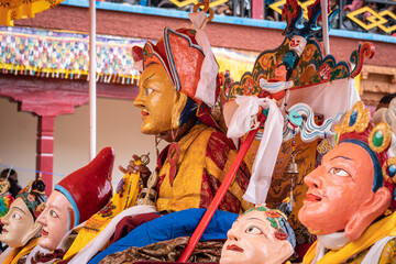 Obraz premium Buddhist mystery Tsam, Mask Dance in the Tibetan monastery, Leh, Ladakh, India