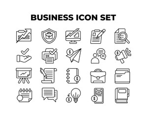 Business icon outline sketch vector illustration set