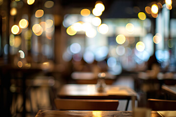 Fototapeta na wymiar Defocused restaurant background, blurry restaurant environment