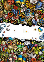 Ukraine doodle cartoon banner design