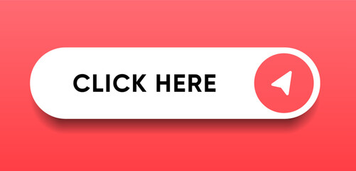 Fototapeta premium Click here web buttons with hand cursor. Set of action button with arrow pointer. Click button. Modern action button mouse click symbol. Computer mouse click cursor or Hand pointer symbol.