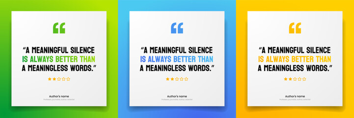 3D bubble testimonial banner, quote, infographic. Social media post template designs for quotes. Empty speech bubbles, quote bubbles and text box. Vector Illustration EPS10.