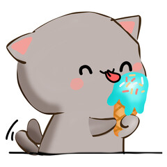 Cat with ice cream 