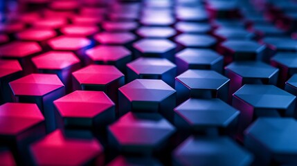 Obraz premium A vibrant display of colorful hexagons creates a mesmerizing pattern, radiating warmth and energy within an indoor setting